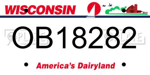 OB18282 Wisconsin License Plate