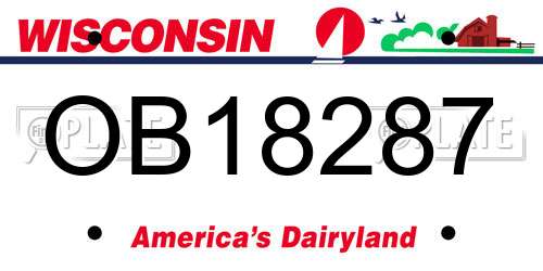 OB18287 Wisconsin License Plate