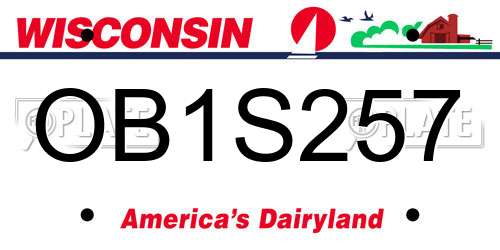 OB1S257 Wisconsin License Plate