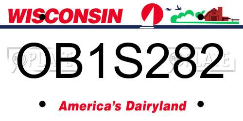 OB1S282 Wisconsin License Plate