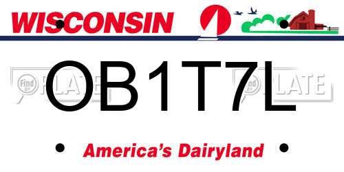 OB1T7L Wisconsin License Plate