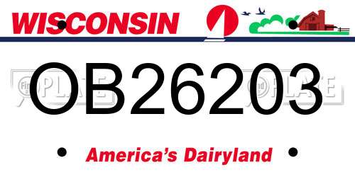 OB26203 Wisconsin License Plate