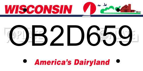 OB2D659 Wisconsin License Plate