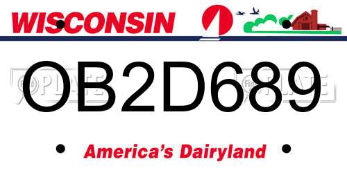 OB2D689 Wisconsin License Plate