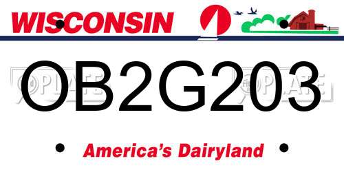 OB2G203 Wisconsin License Plate