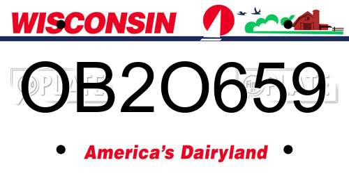 OB2O659 Wisconsin License Plate
