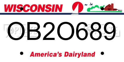 OB2O689 Wisconsin License Plate