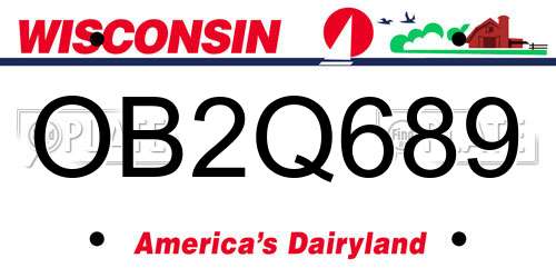OB2Q689 Wisconsin License Plate
