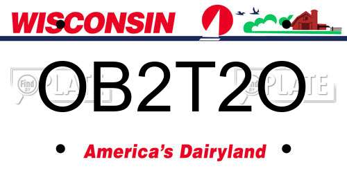 OB2T2O Wisconsin License Plate