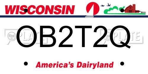 OB2T2Q Wisconsin License Plate