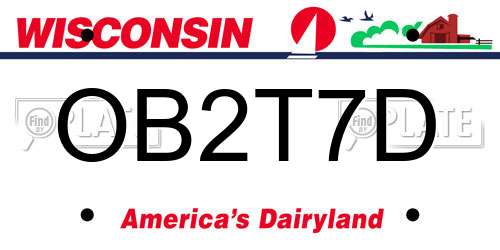 OB2T7D Wisconsin License Plate