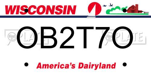 OB2T7O Wisconsin License Plate