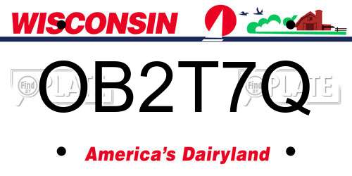 OB2T7Q Wisconsin License Plate