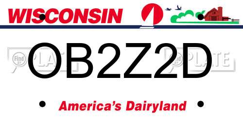 OB2Z2D Wisconsin License Plate