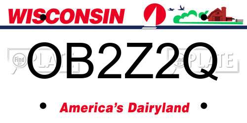 OB2Z2Q Wisconsin License Plate