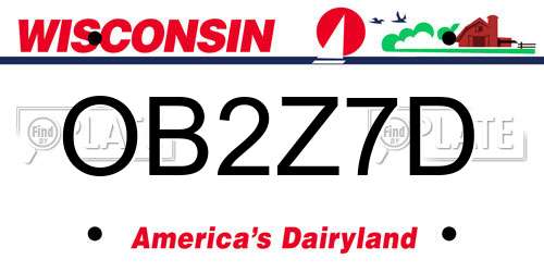 OB2Z7D Wisconsin License Plate