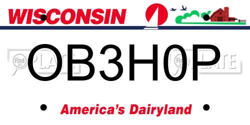 OB3H0P Wisconsin License Plate