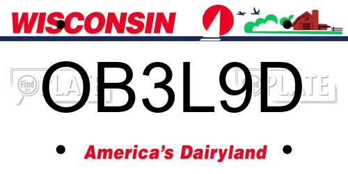 OB3L9D Wisconsin License Plate
