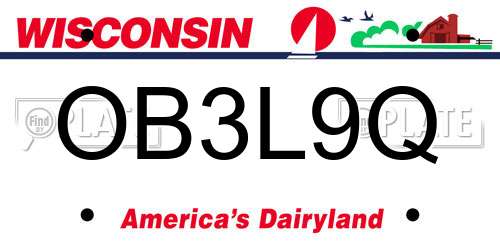 OB3L9Q Wisconsin License Plate