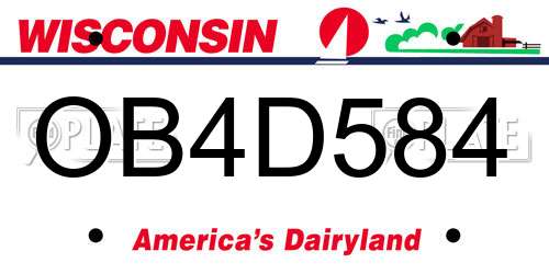 OB4D584 Wisconsin License Plate
