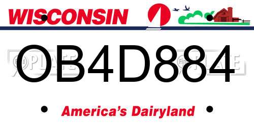 OB4D884 Wisconsin License Plate