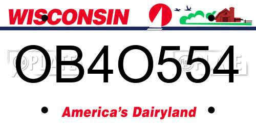 OB4O554 Wisconsin License Plate