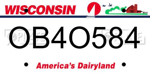 OB4O584 Wisconsin License Plate