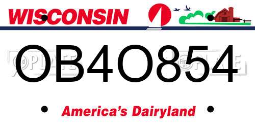 OB4O854 Wisconsin License Plate