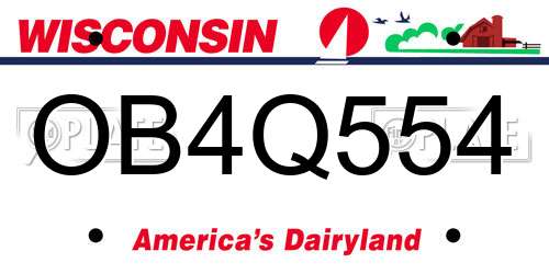 OB4Q554 Wisconsin License Plate