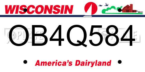 OB4Q584 Wisconsin License Plate