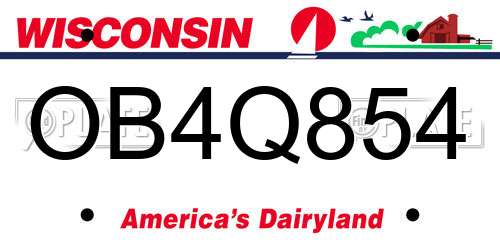 OB4Q854 Wisconsin License Plate