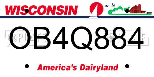 OB4Q884 Wisconsin License Plate