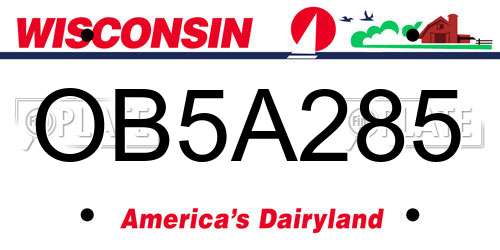OB5A285 Wisconsin License Plate