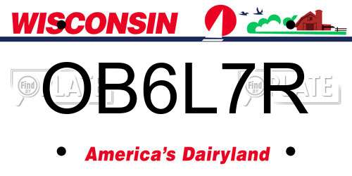 OB6L7R Wisconsin License Plate