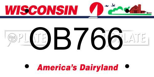 OB766 Wisconsin License Plate