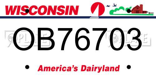 OB76703 Wisconsin License Plate