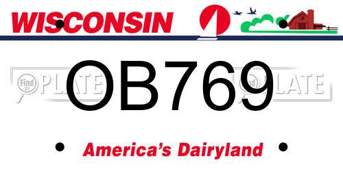 OB769 Wisconsin License Plate