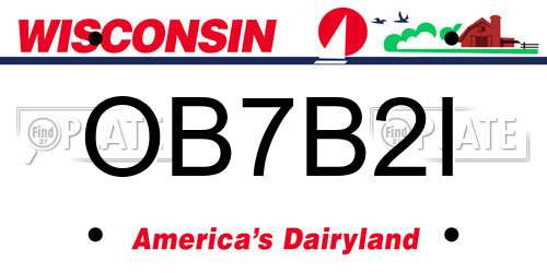 OB7B2I Wisconsin License Plate