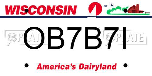 OB7B7I Wisconsin License Plate