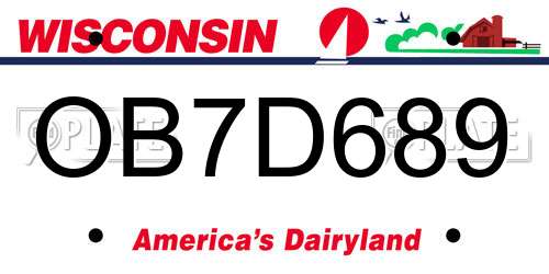 OB7D689 Wisconsin License Plate