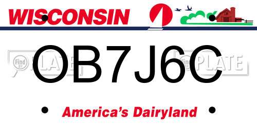 OB7J6C Wisconsin License Plate