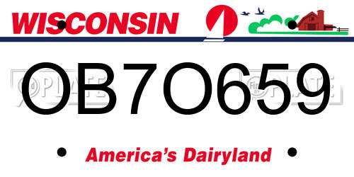 OB7O659 Wisconsin License Plate