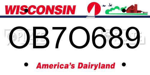 OB7O689 Wisconsin License Plate