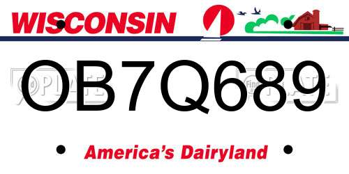 OB7Q689 Wisconsin License Plate