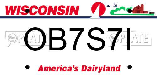 OB7S7I Wisconsin License Plate
