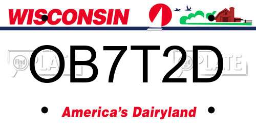 OB7T2D Wisconsin License Plate