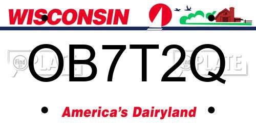 OB7T2Q Wisconsin License Plate