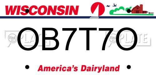 OB7T7O Wisconsin License Plate