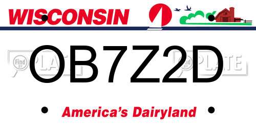 OB7Z2D Wisconsin License Plate