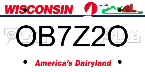 OB7Z2O Wisconsin License Plate
